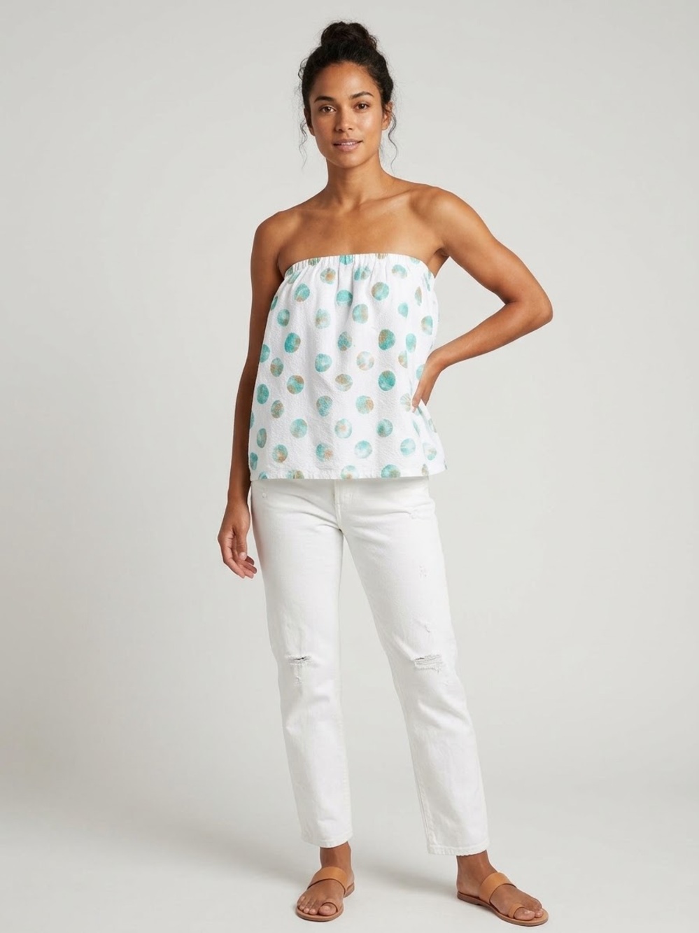Anthropologie Celandine Strapless Polka Dot Top - Large NWT